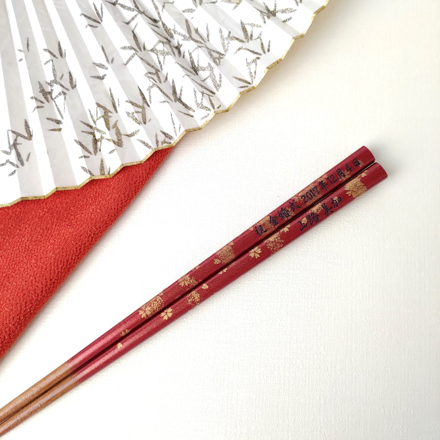 Tiny flowers Japanese chopsticks with golden blur design brown red - SINGLE PAIR