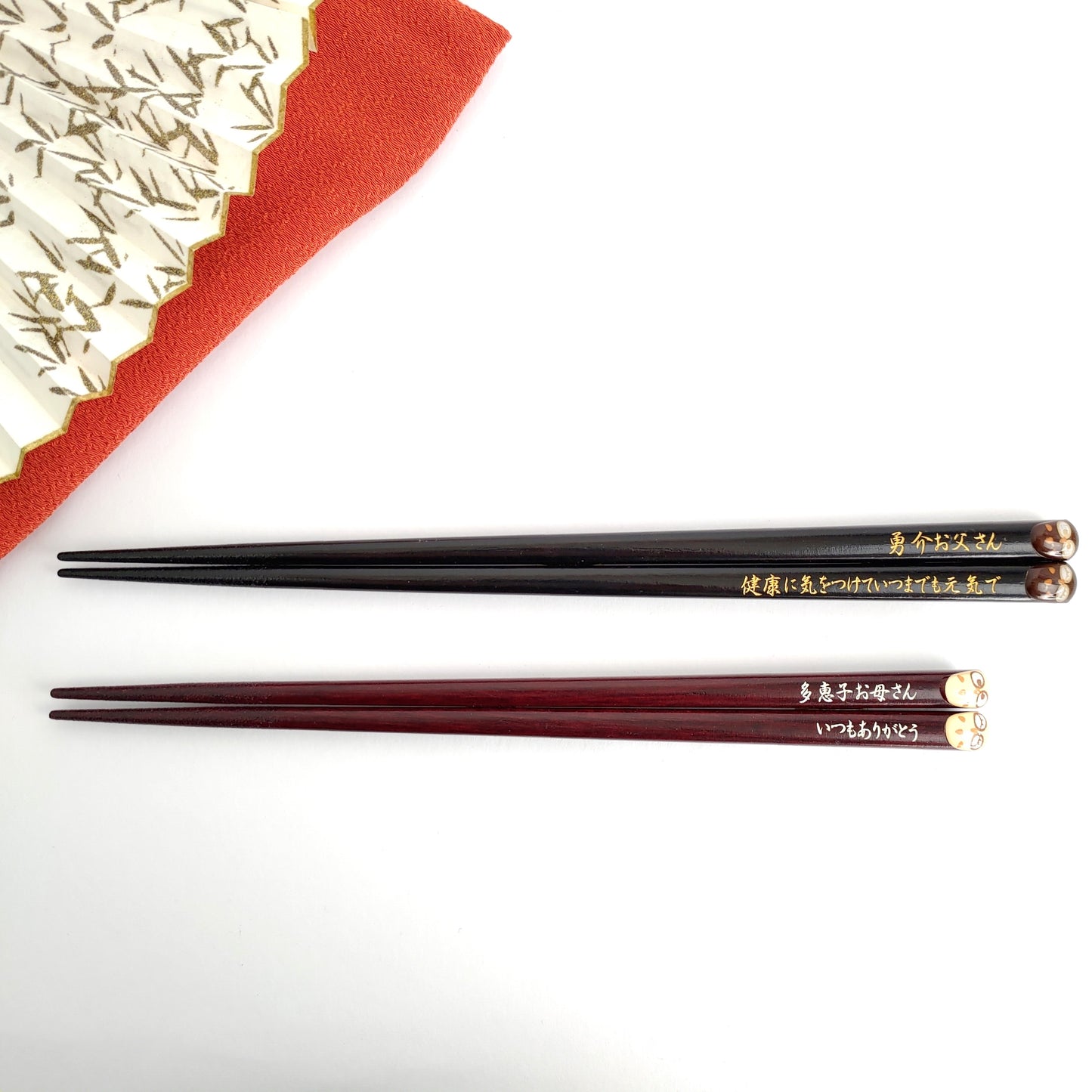 Lucky Owls Japanese chopsticks brown white - SINGLE PAIR