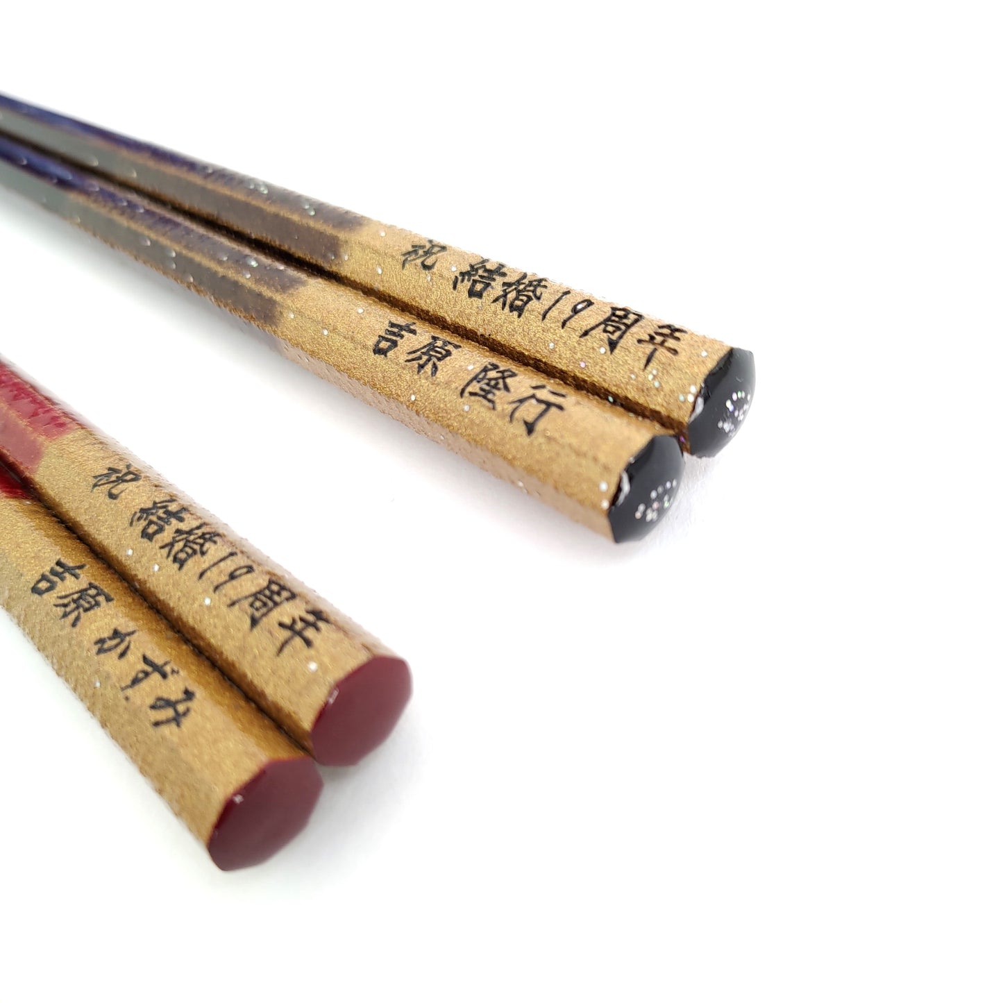 Octagonal Golden Spirit Japanese chopsticks brown red - SINGLE PAIR