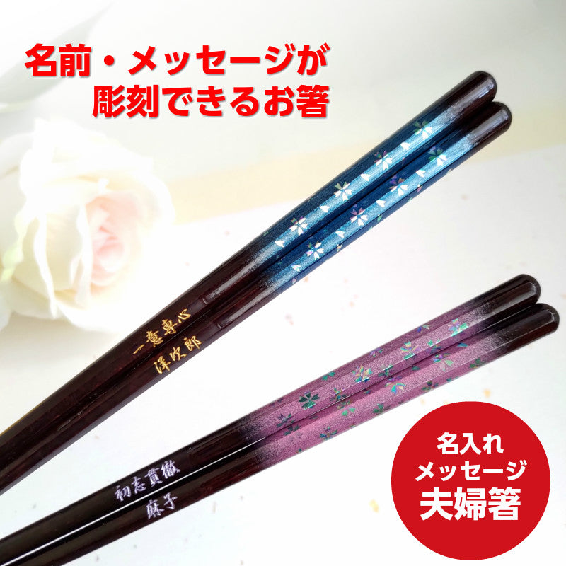 Blurred magic flowers cherry blossoms Japanese chopsticks blue pink - DOUBLE PAIR