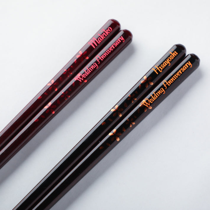 Cherry blossoms chocolate shade Japanese chopsticks - DOUBLE PAIR