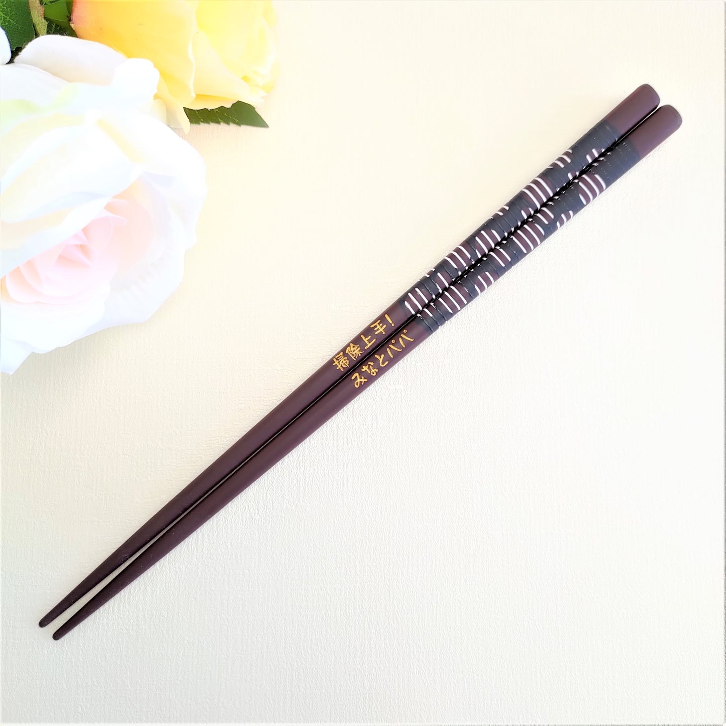 Polka dots original design Japanese chopsticks black red - SINGLE PAIR WITH ENGRAVED WOODEN BOX SET
