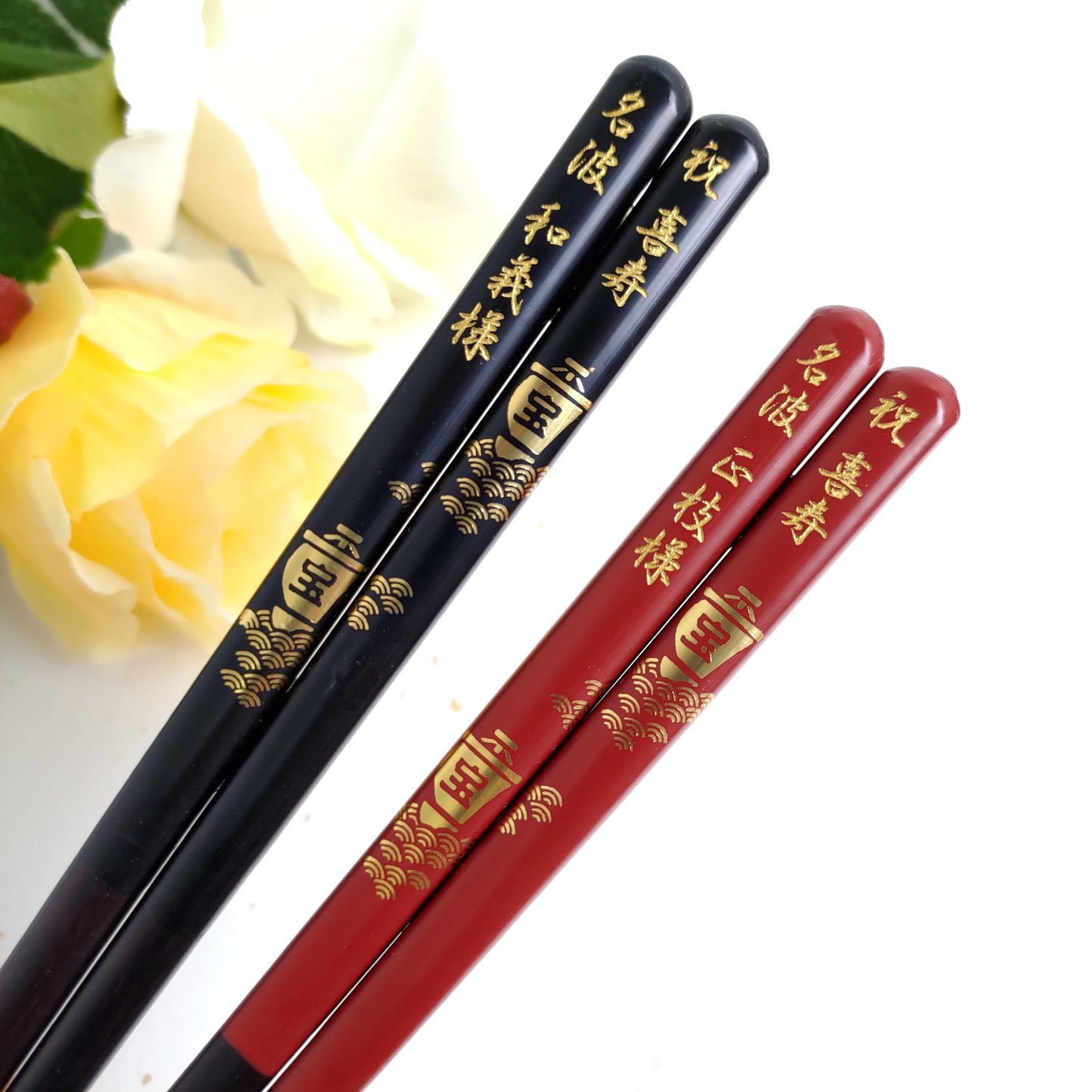 Japanese chopsticks of the lucky sailor back red - SINGLE PAIR WITH ENGRAVED WOODEN BOX SET