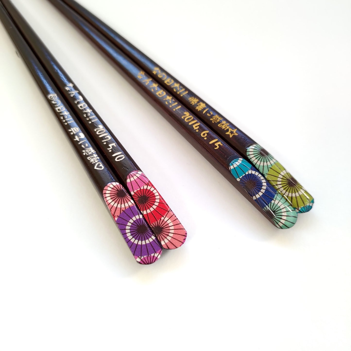 Japanese umbrella chopsticks blue red - SINGLE PAIR