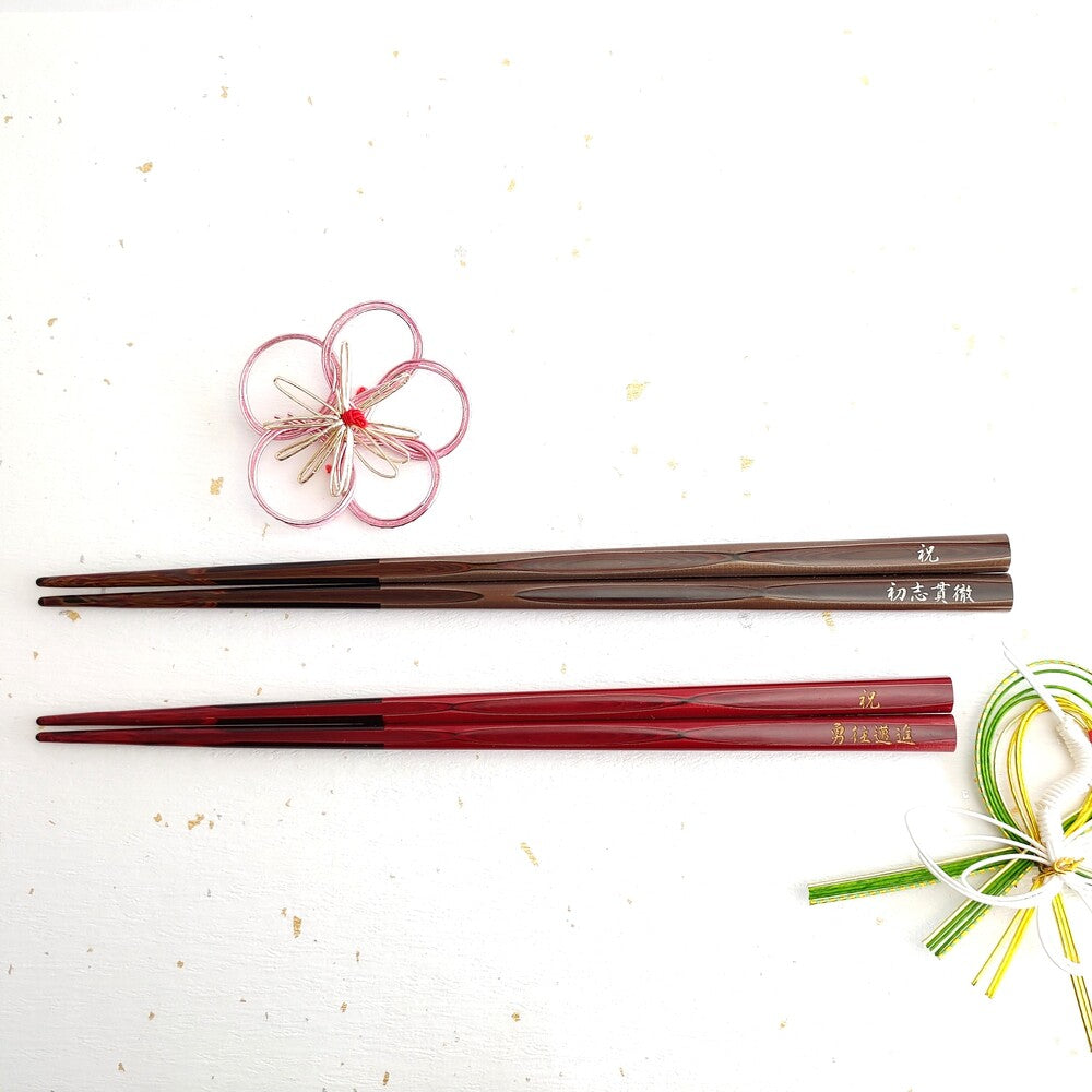 Wakasa-nori's Japanese chopsticks of youthfulness brown red - SINGLE PAIR