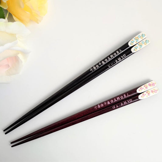 Cute tiny flower blue pink - DOUBLE PAIR