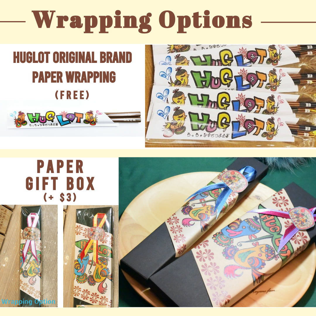 Kid's original colored pencil shape Japanese chopsticks red pink orange green blue - SINGLE PAIR WITH ENGRAVED WOODEN BOX SET