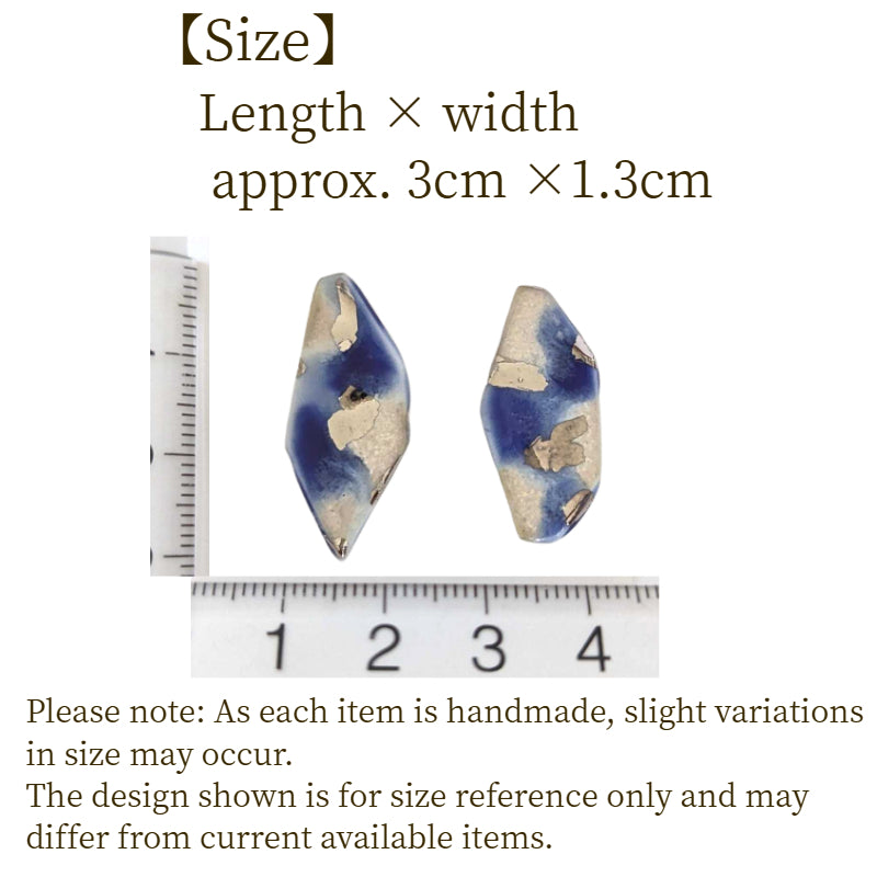 Arita Ware Ceramic Earrings | Blue & Silver | Handmade in Japan