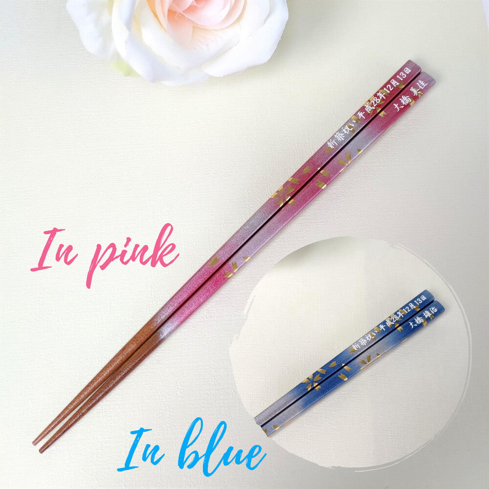 Spring Breeze Japanese Chopsticks blue pink - DOUBLE PAIR