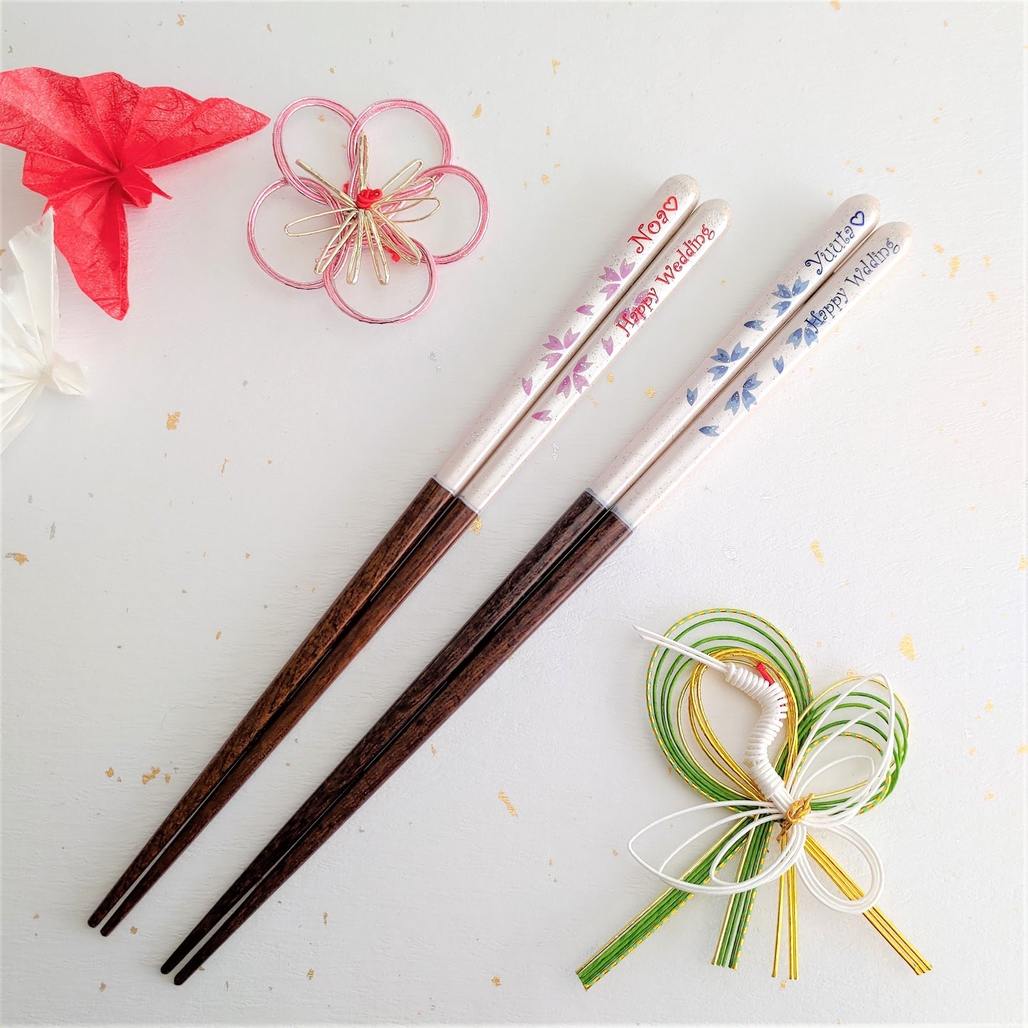 Sakura dream Japanese chopsticks blue pink  - SINGLE PAIR