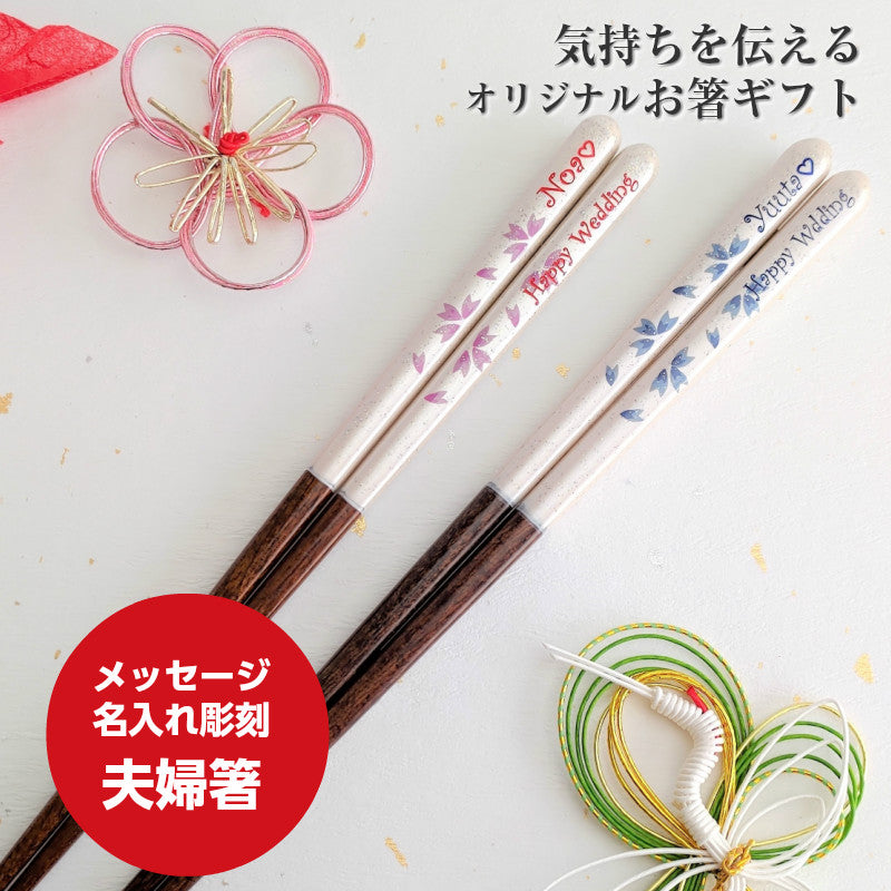 Sakura dream Japanese chopsticks blue pink  - DOUBLE PAIR