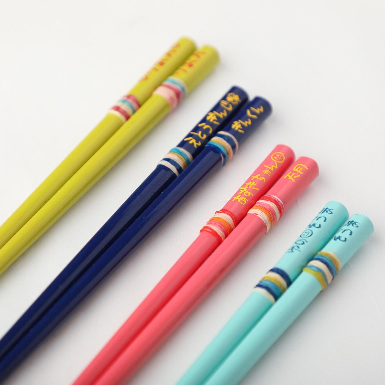Hula hoop kids Japanese chopsticks yellow blue pink sky blue - SINGLE PAIR