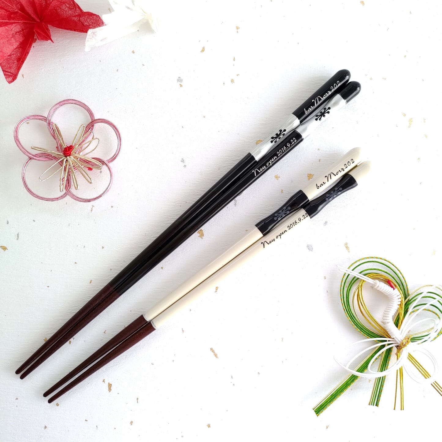 Heart of the forest Japanese chopsticks black white - DOUBLE PAIR