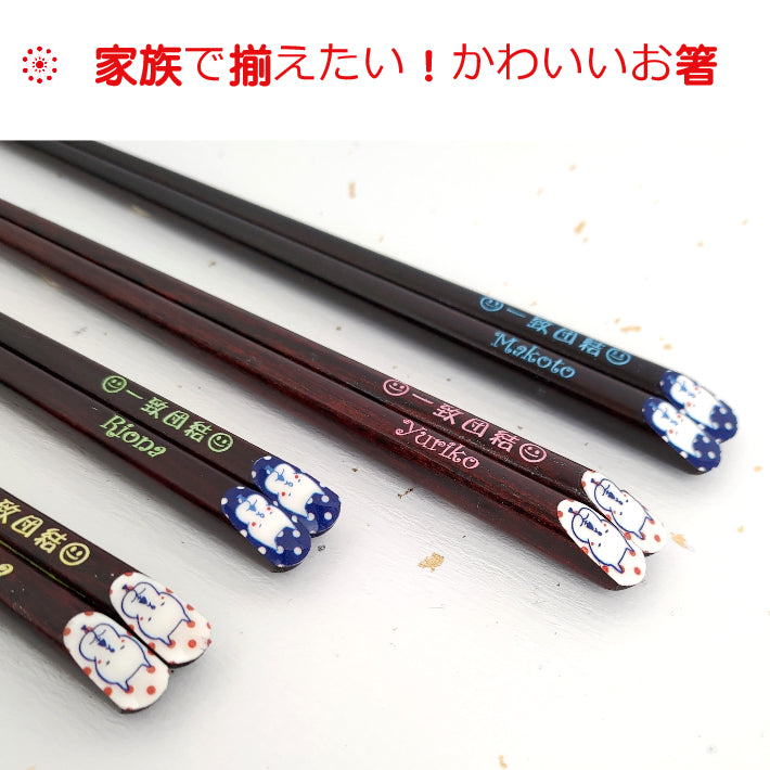 Cute Japanese chopsticks with shy cat blue red - DOUBLE PAIR