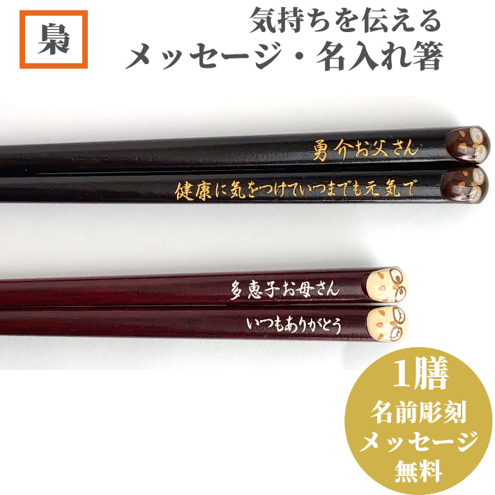 Lucky Owls Japanese chopsticks brown white - SINGLE PAIR