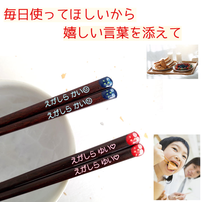 Kid's Lucky Owls Japanese chopsticks blue red - SINGLE PAIR