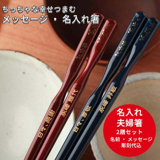 Luxurious swell shaped Japanese chopsticks comfortable and easy to use blue red - DOUBLE PAIR