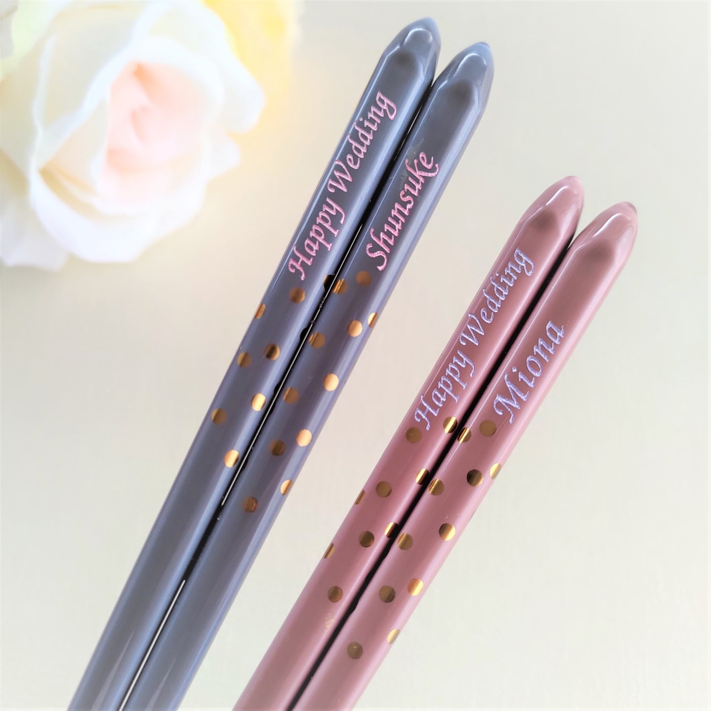 Golden spot Japanese chopsticks gray pink - SINGLE PAIR
