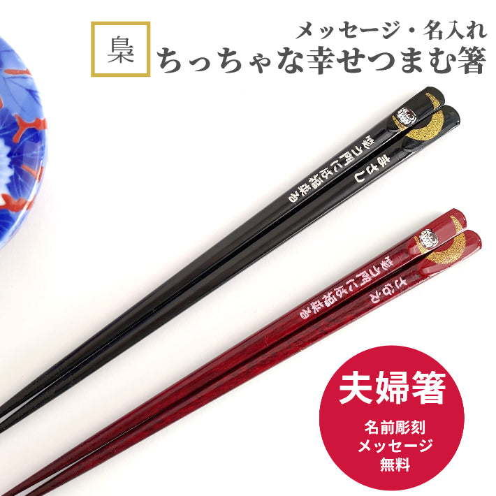 Awesome moon and owl design Japanese chopstics black red - DOUBLE PAIR