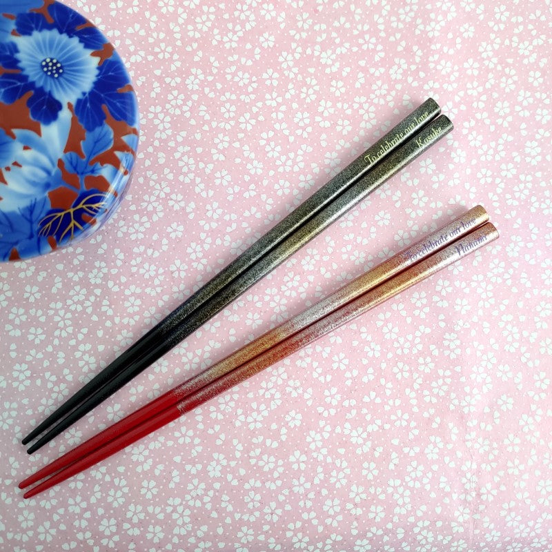 Wonderful Japanese chopsticks with gold and silver dust design  - DOUBLE PAIR
