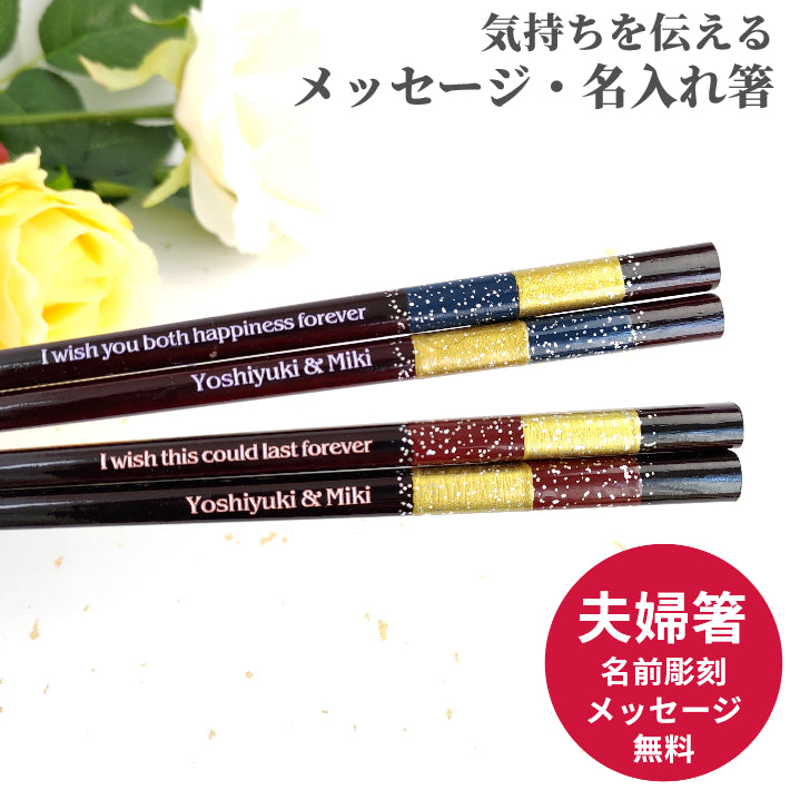 Modern Japanese chopsticks with dual stripe design blue red - DOUBLE PAIR