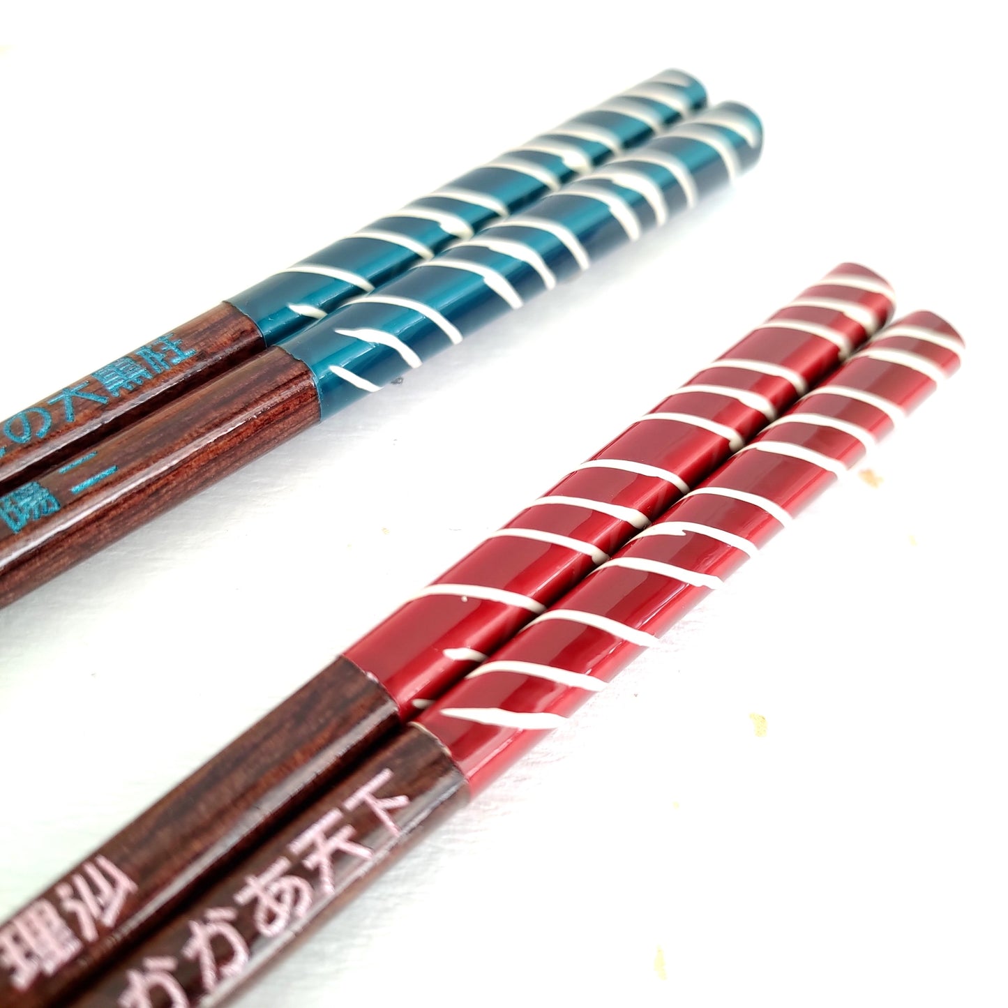 Striped design chopsticks blue red - DOUBLE PAIR